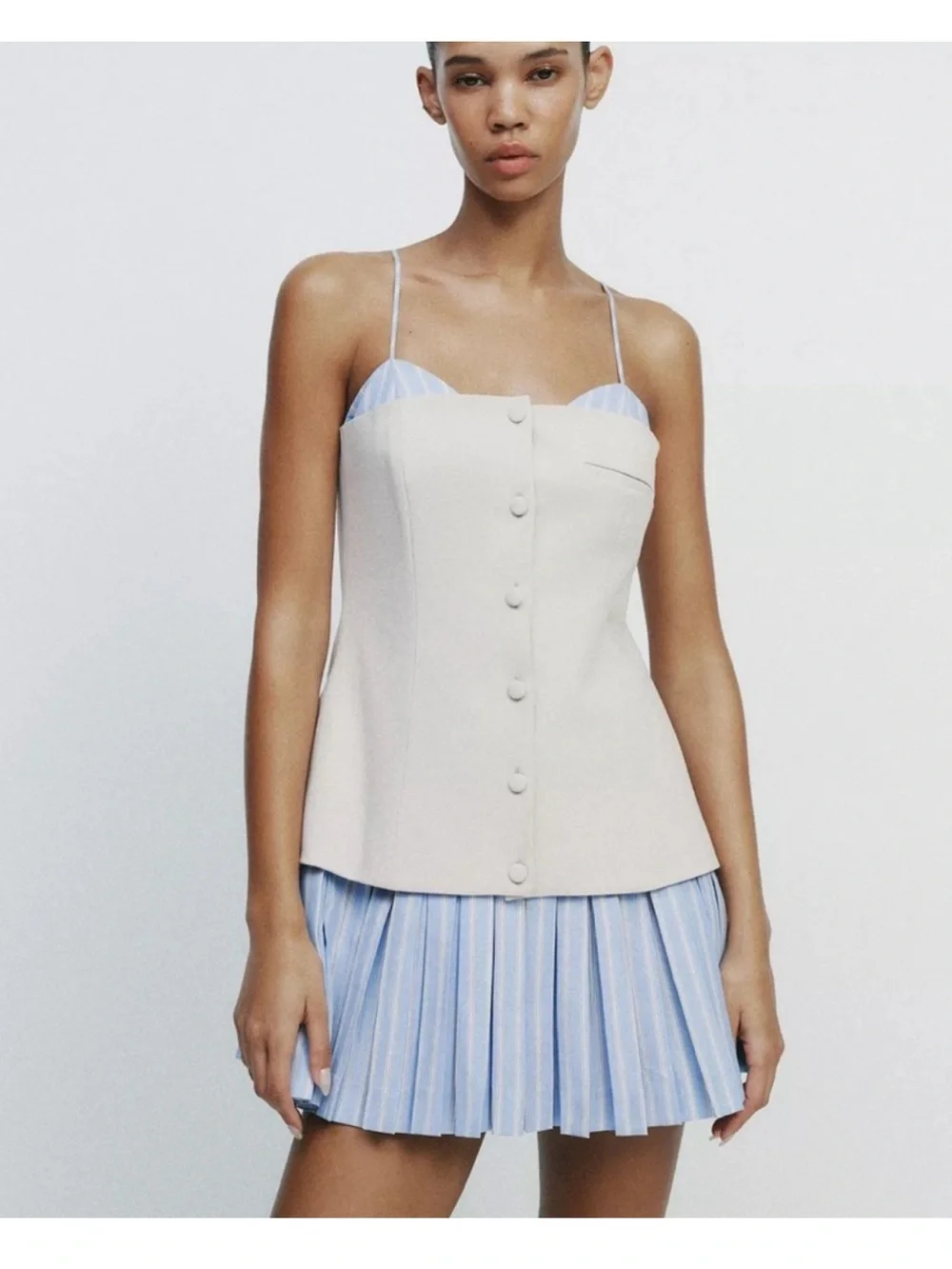ZARA COMBINATION SHORT POPLIN DRESS